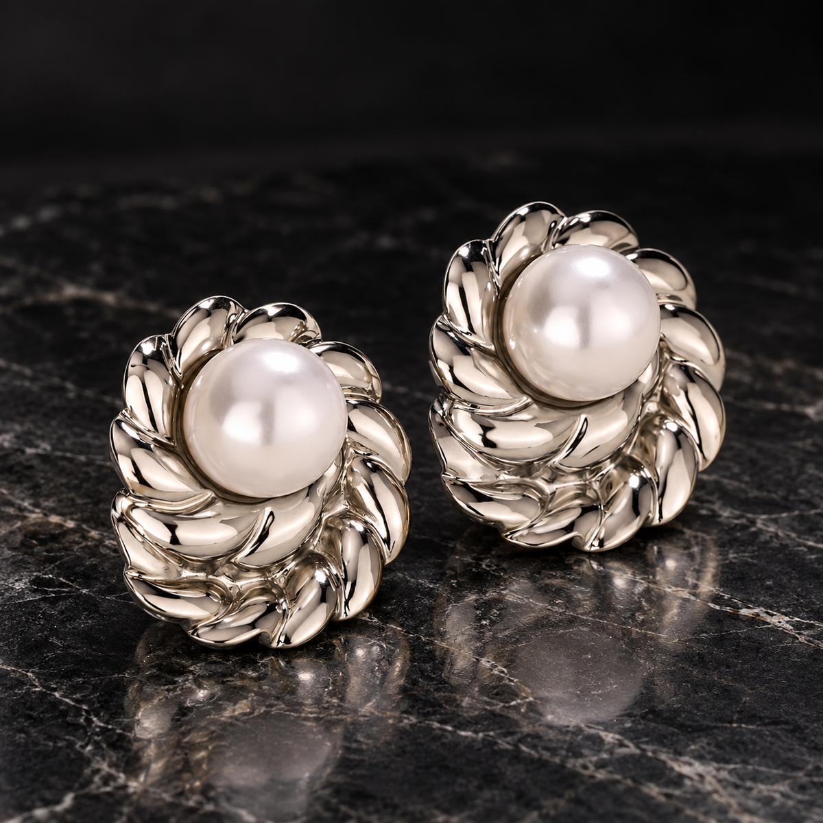 Pearl Silver earrings - GoDazzle