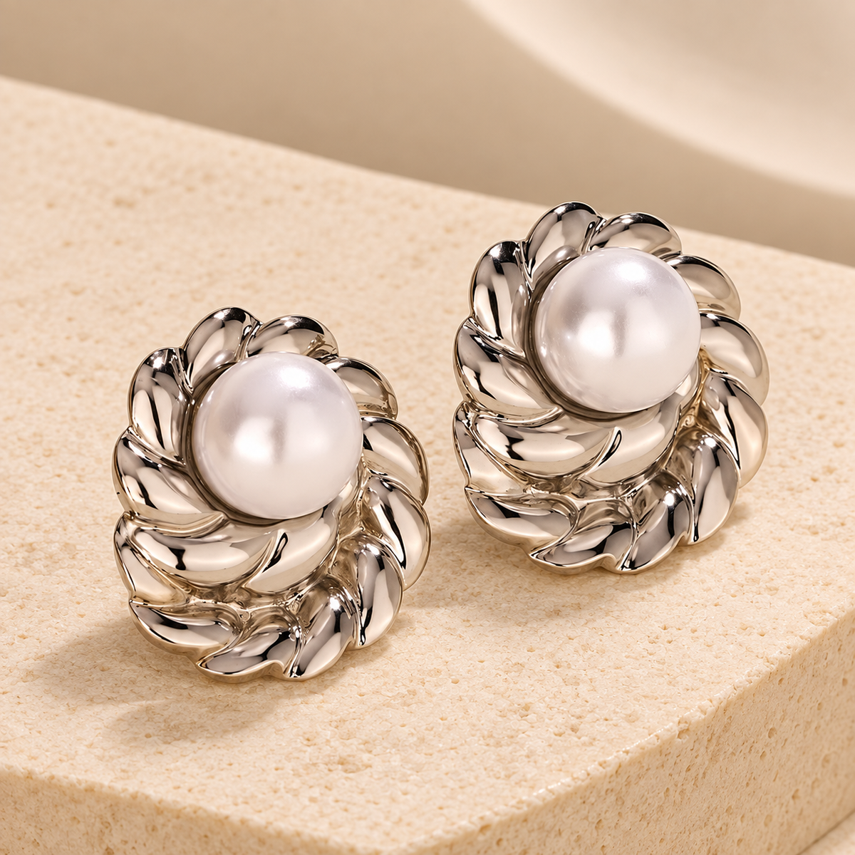Pearl Silver earrings - GoDazzle