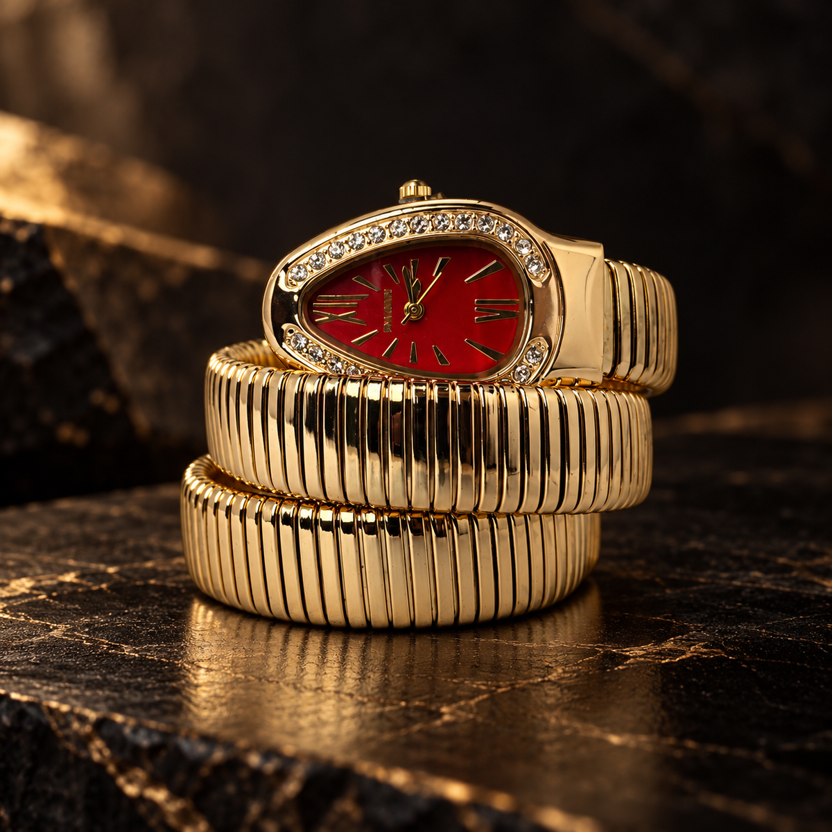 Serpentine Snake Watch (Red)