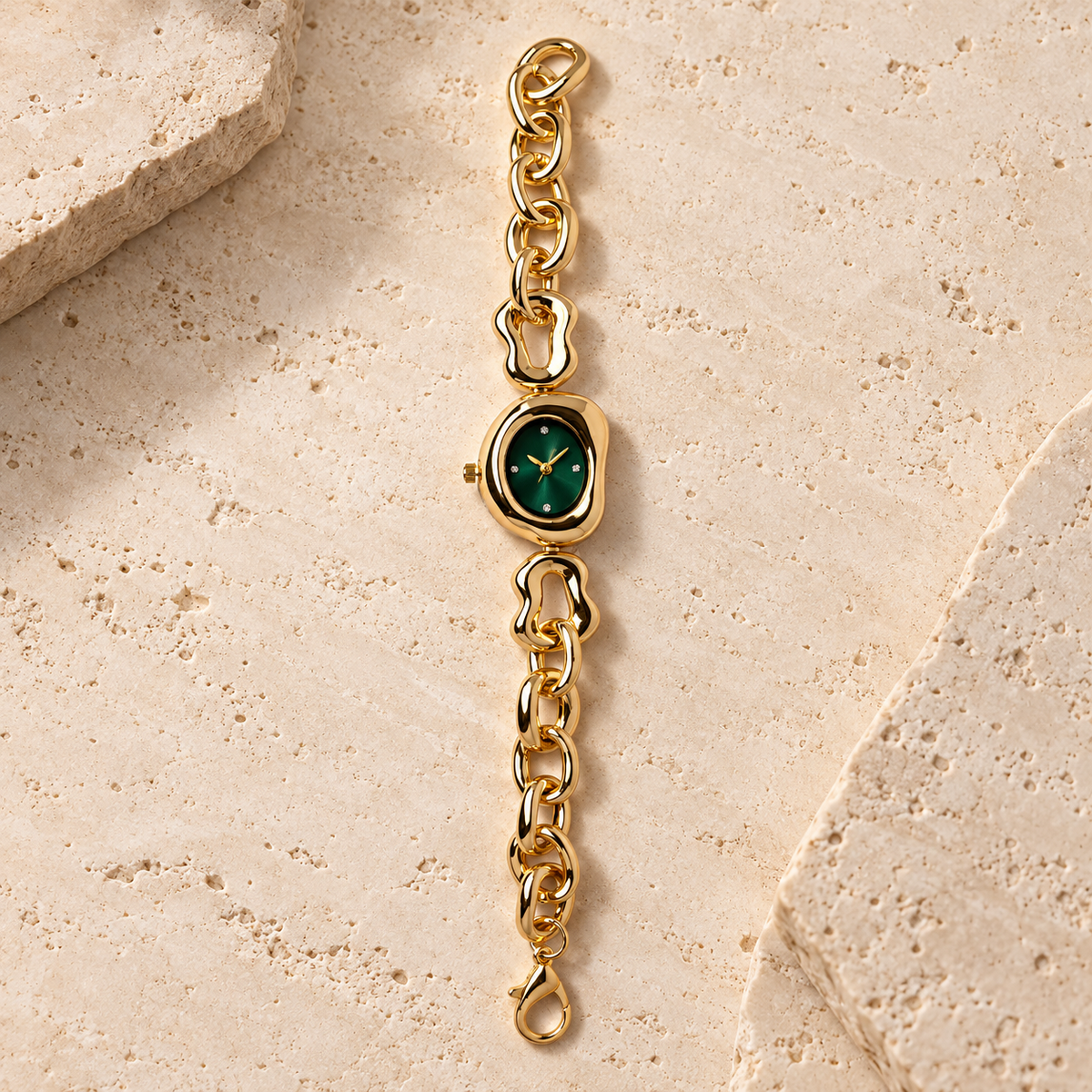Fiza Golden Watch Green Dial