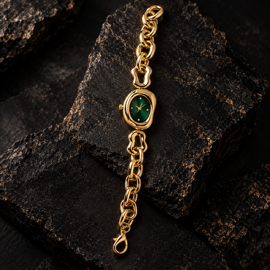 Fiza Golden Watch Green Dial