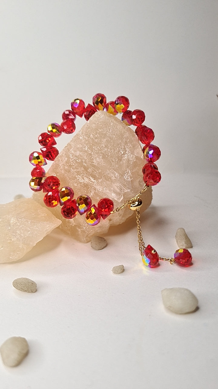 Red Crystal Charm Bracelet - GoDazzle