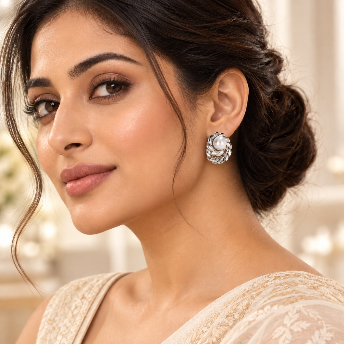 Pearl Silver earrings - GoDazzle