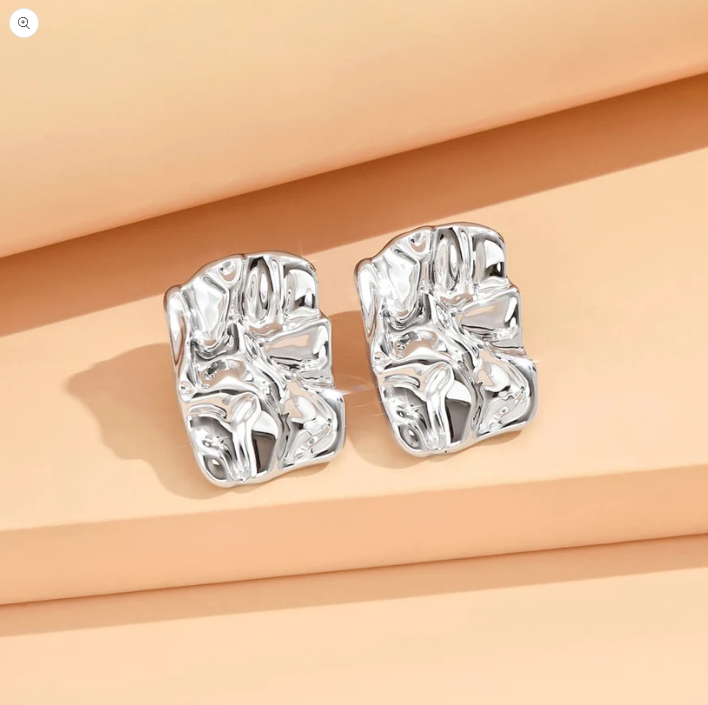 Anti Tarnish Large Square Earrings Silver - GoDazzle