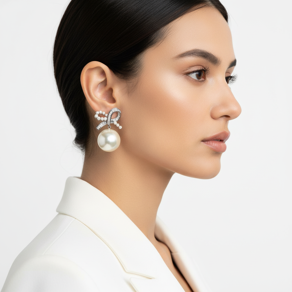 Pearl Bow Earrings - GoDazzle