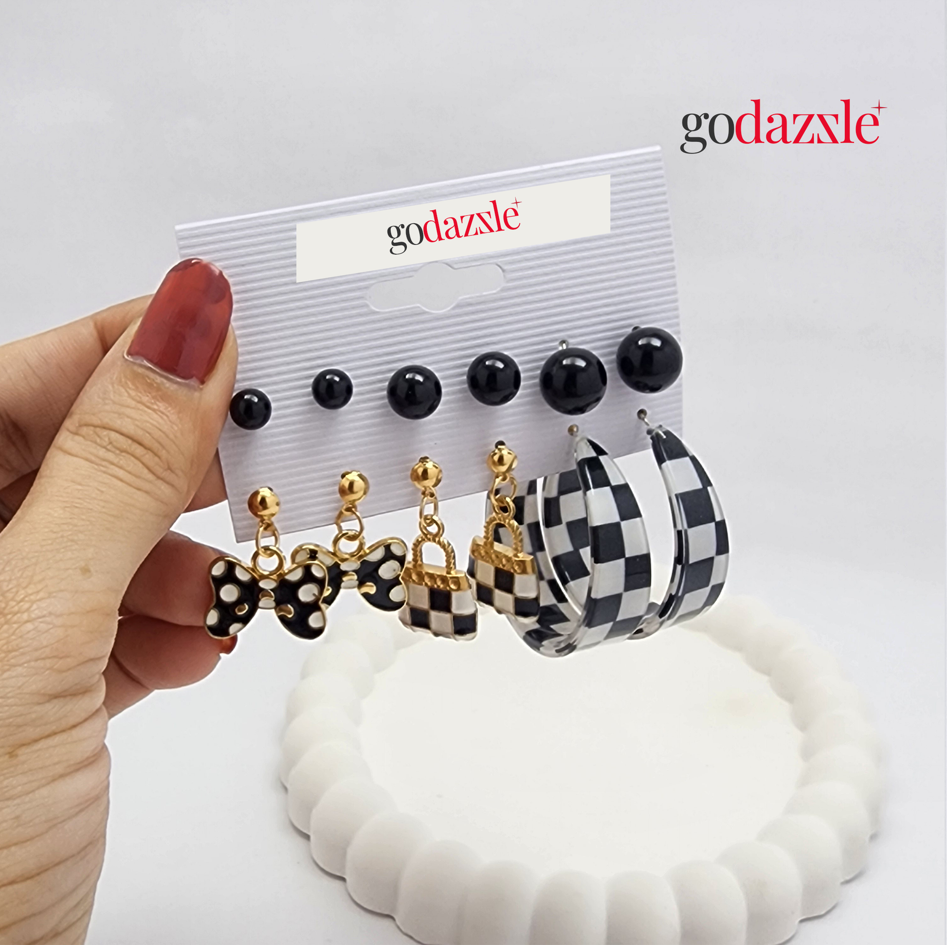 Checkmate Combo earrings - GoDazzle