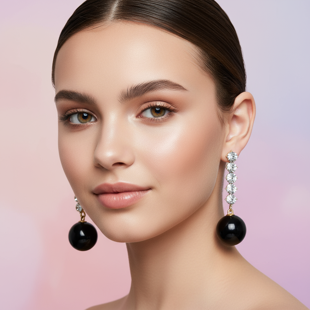 Ella Black Pearl Drop Earing - GoDazzle