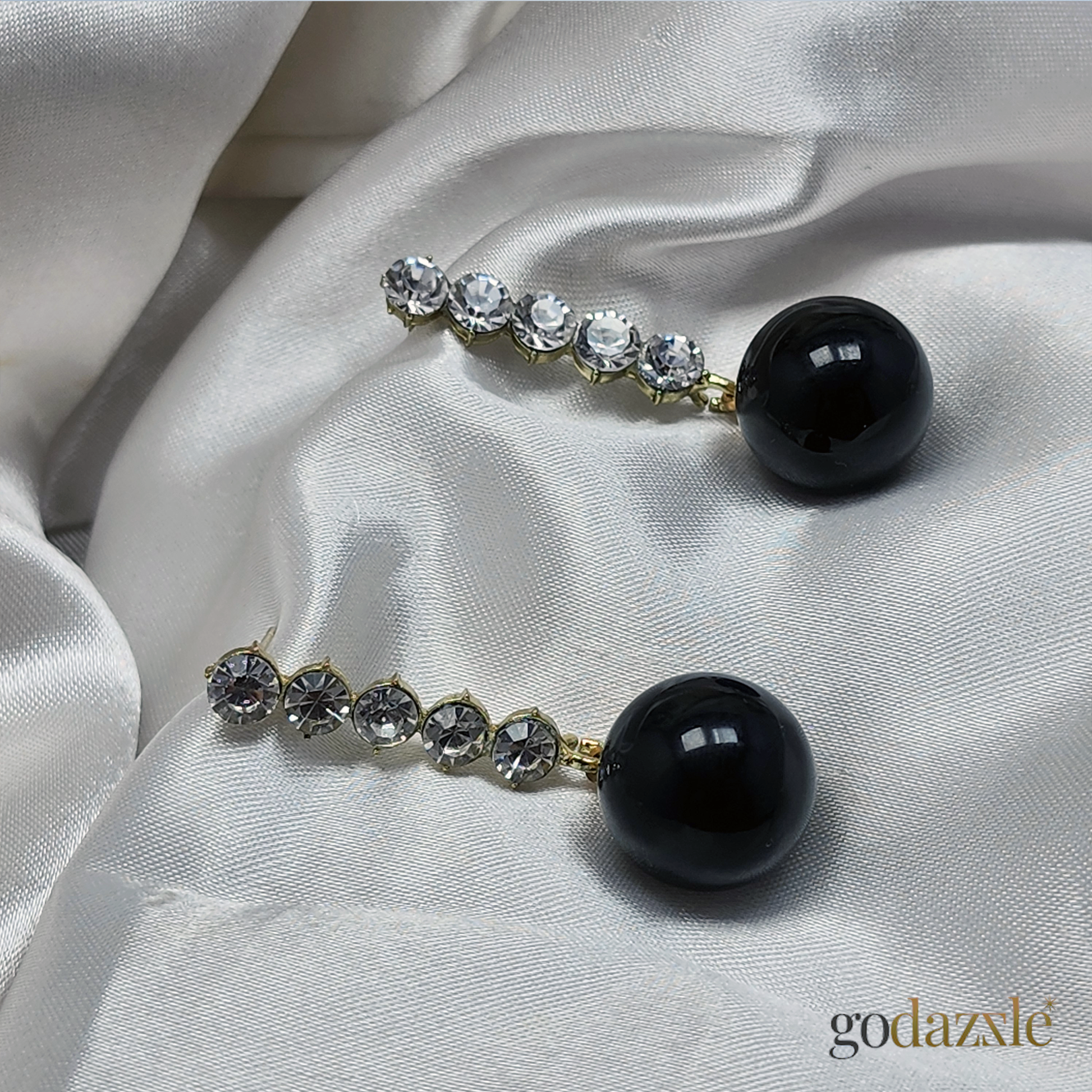 Ella Black Pearl Drop Earing - GoDazzle