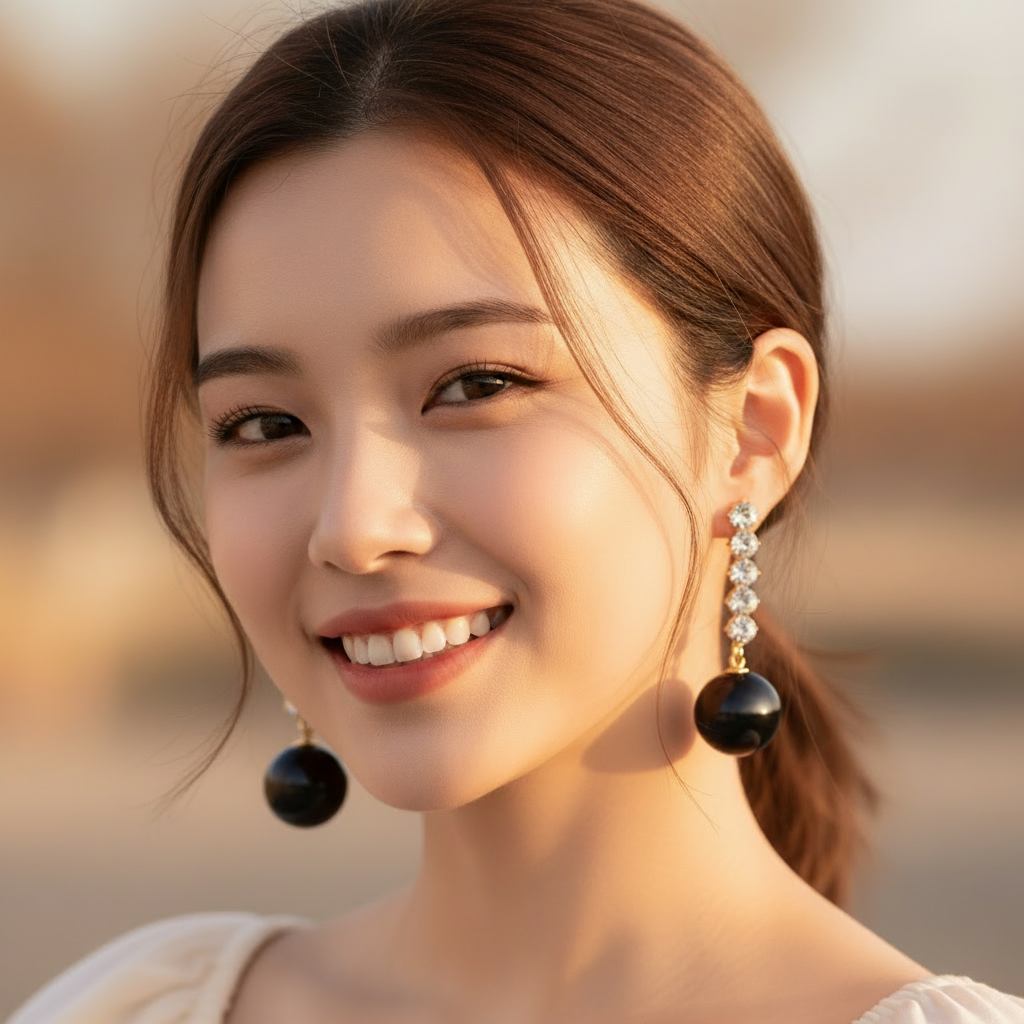 Ella Black Pearl Drop Earing - GoDazzle
