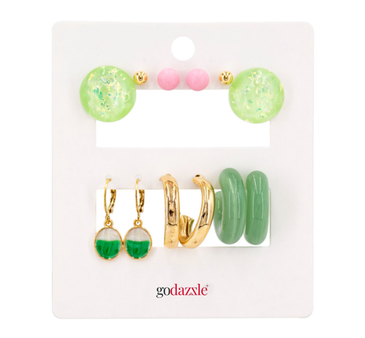 Emrald Green Earrings Comb - GoDazzle