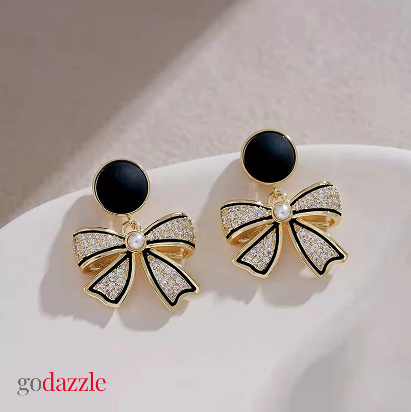 Hannah Dark Bow Drops - GoDazzle