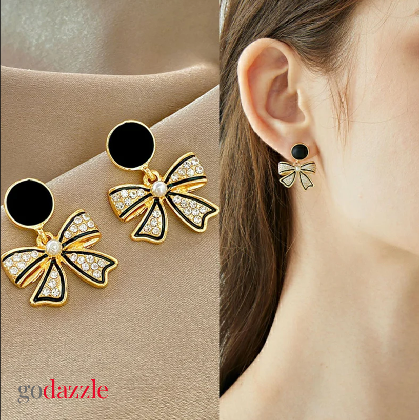 Hannah Dark Bow Drops - GoDazzle