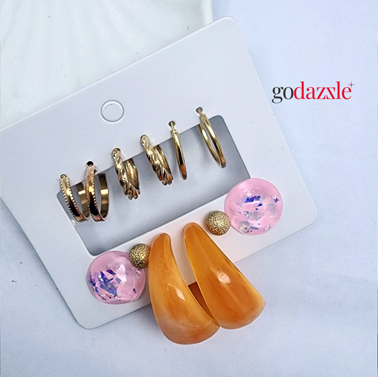 Poppy Pink Earrings Comb - GoDazzle