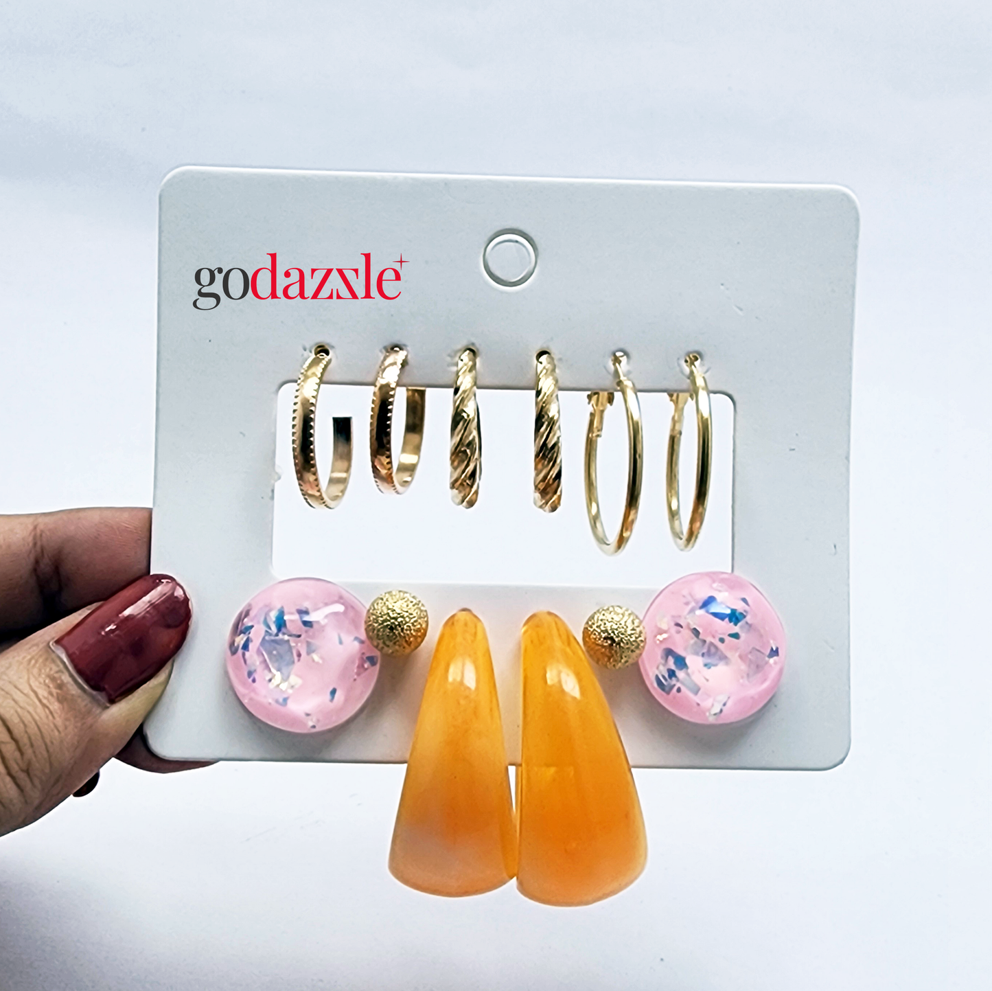 Poppy Pink Earrings Comb - GoDazzle