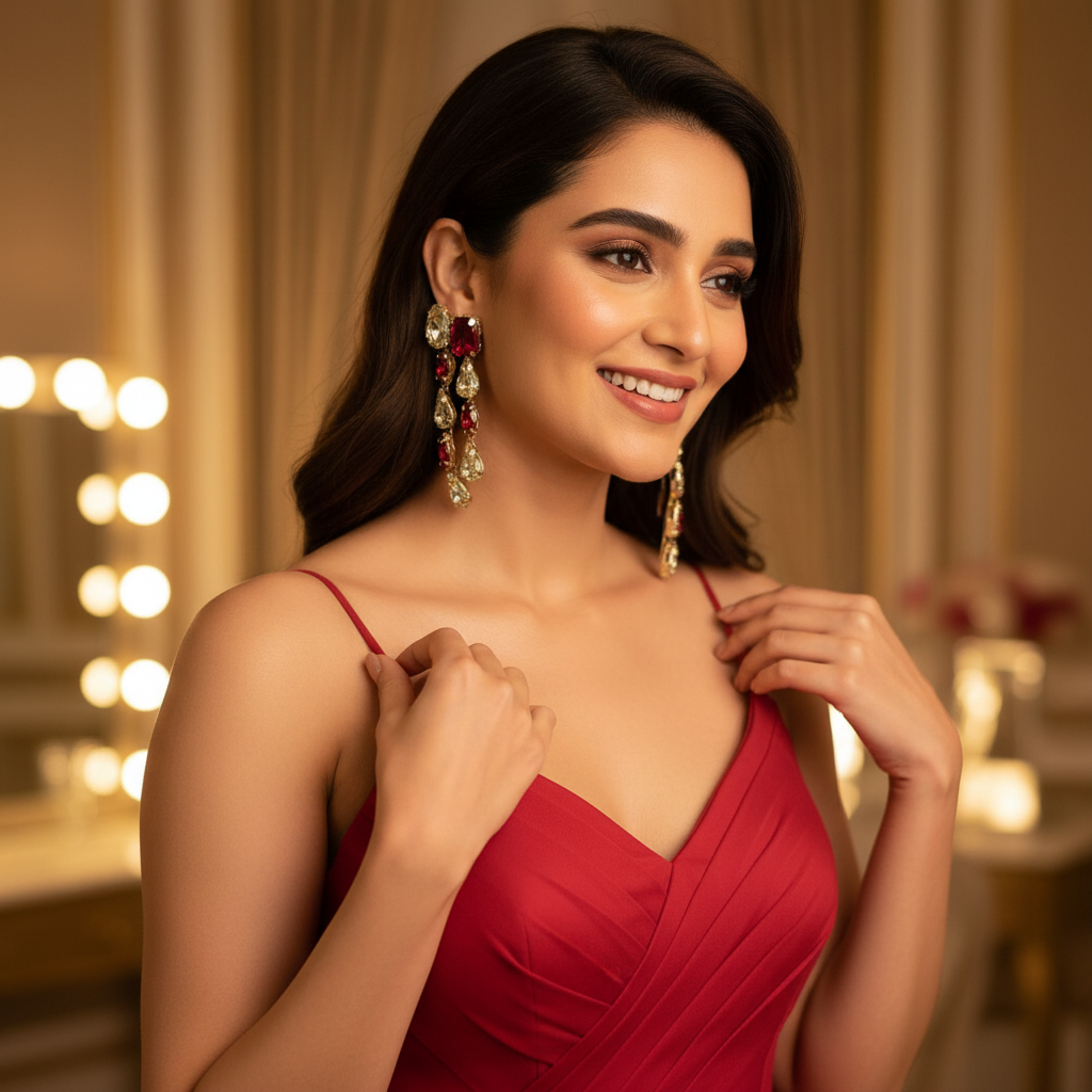 Stella Red Dangler - GoDazzle