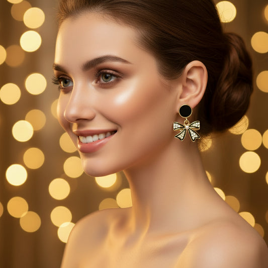 Hannah Dark Bow Drops - GoDazzle