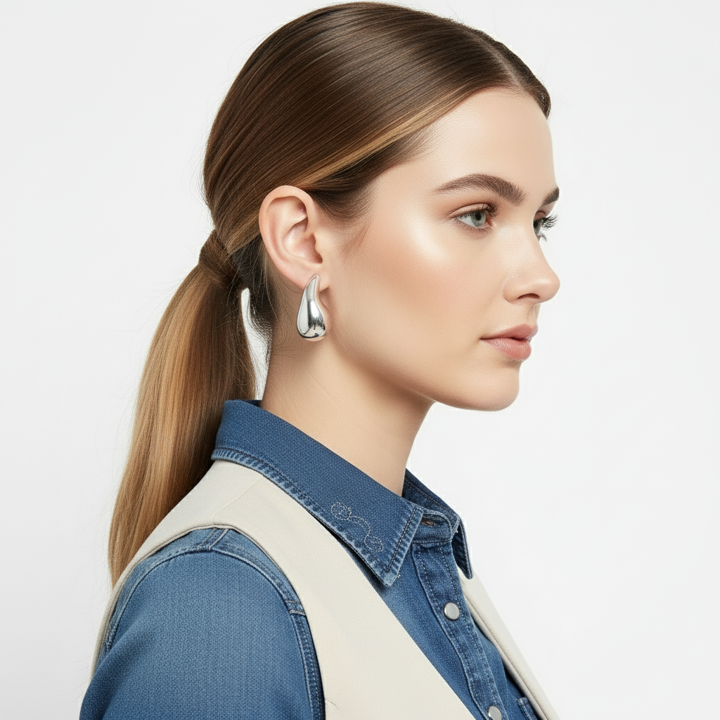 Tear Drop Earring 2.0 (Silver) - GoDazzle