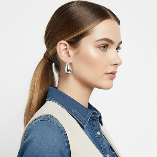 Tear Drop Earring 2.0 (Silver) - GoDazzle