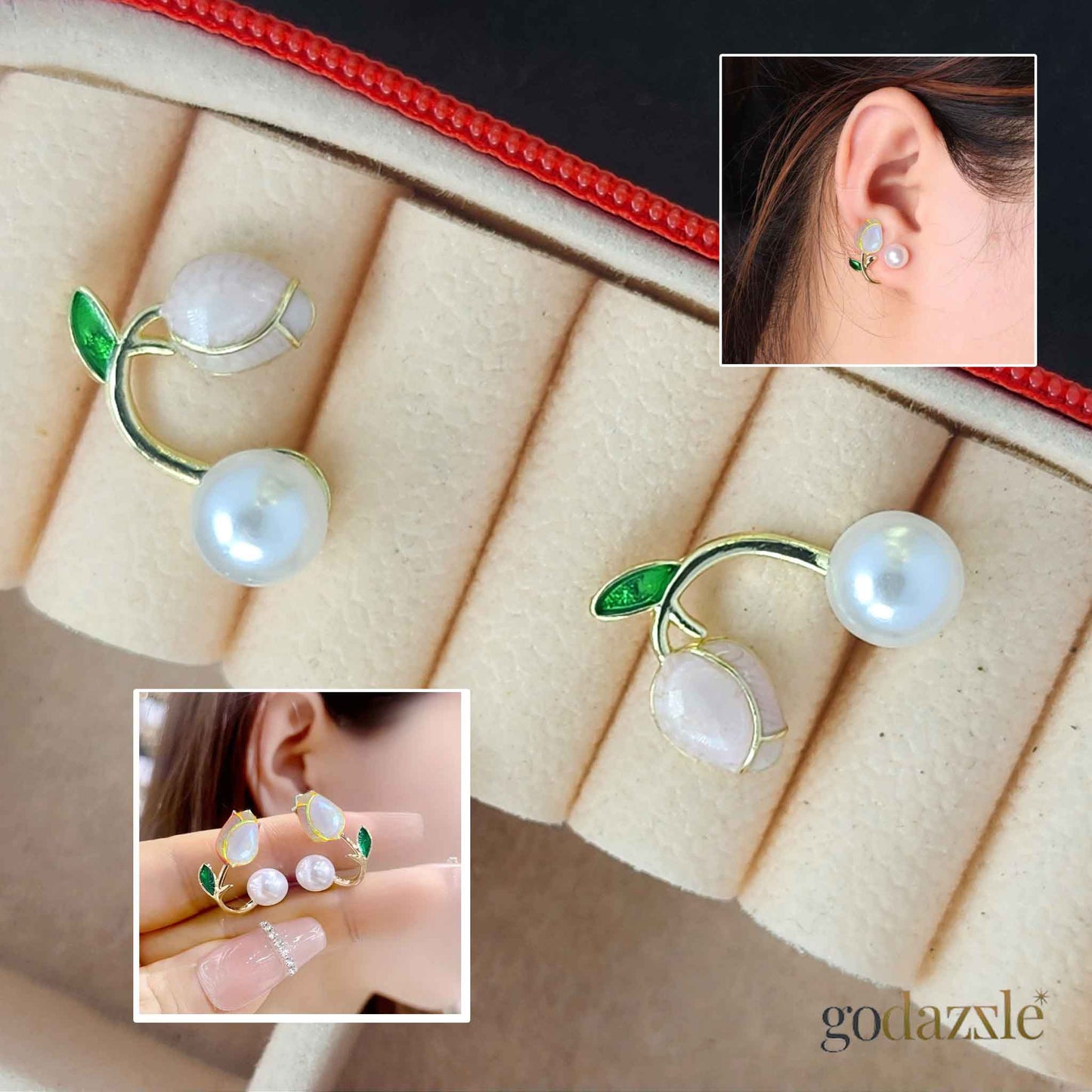 Tulip Korean Pearl Earring - GoDazzle