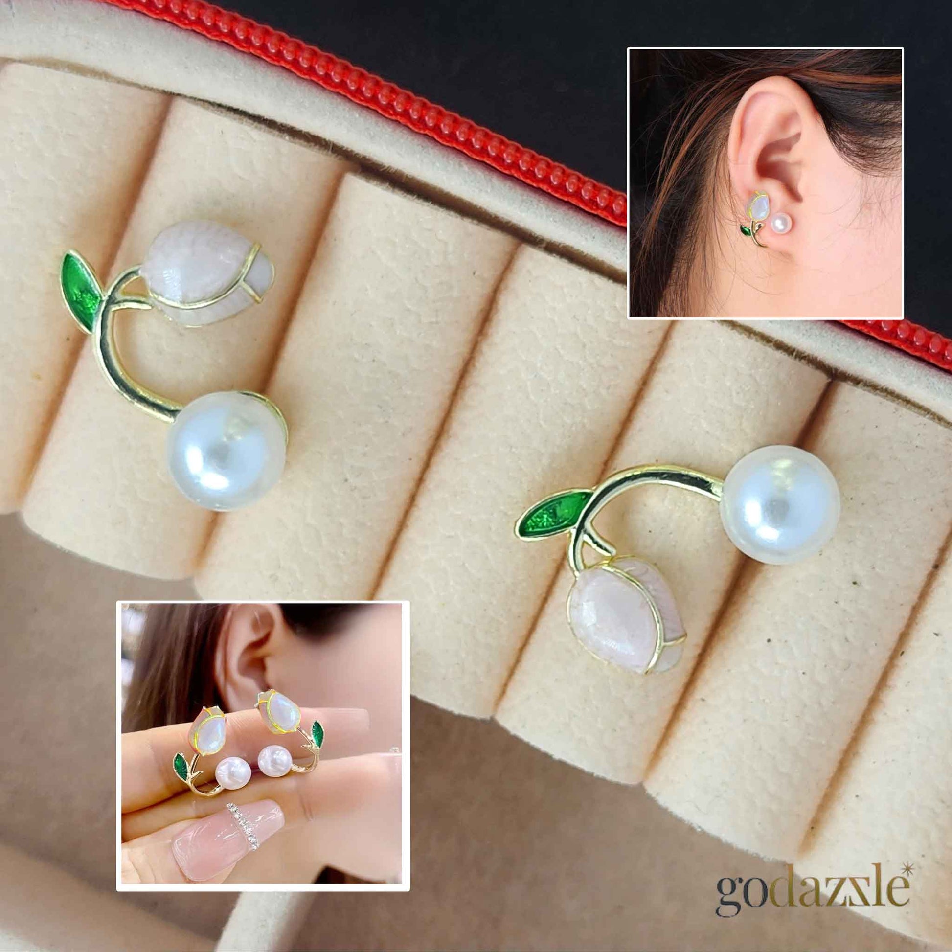 Tulip Korean Pearl Earring - GoDazzle