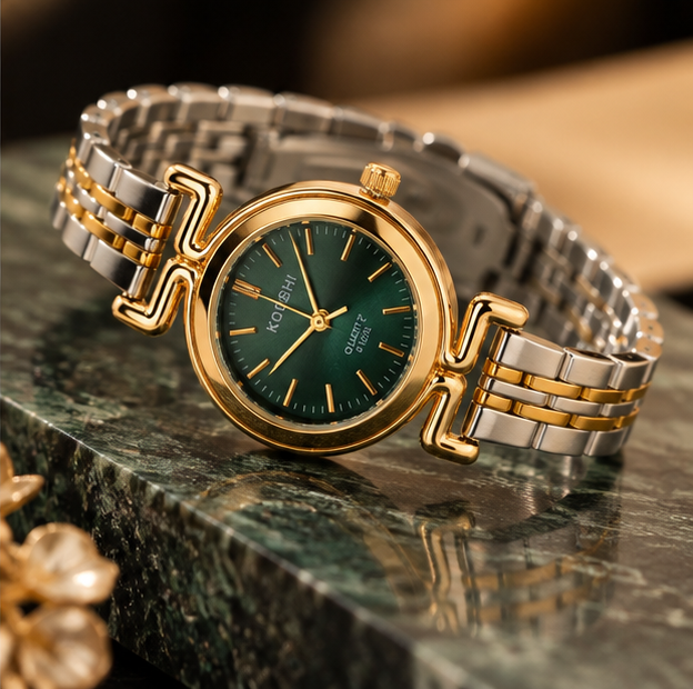 Fossil Dupe Golden Watch Green Dial
